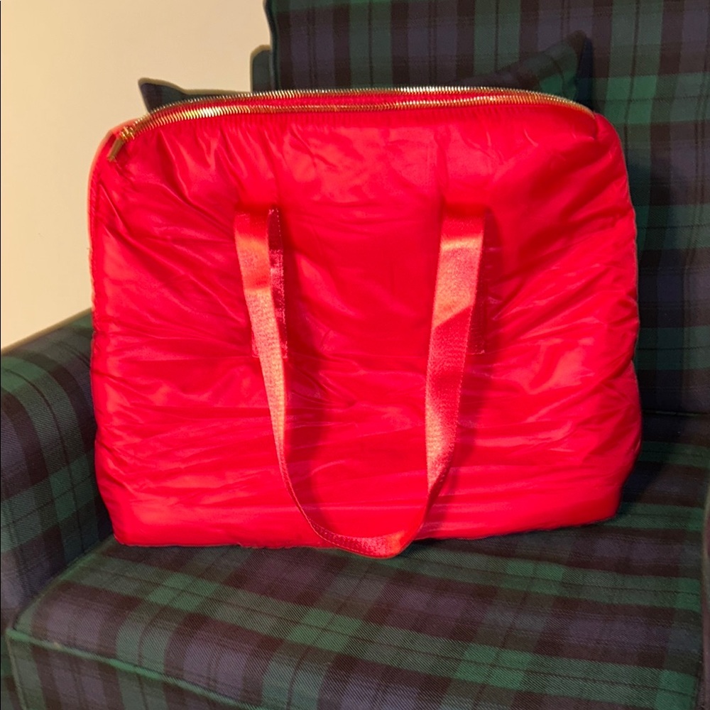 Carolina Herrera Red Quilted Tote Bag with Soft Fabric